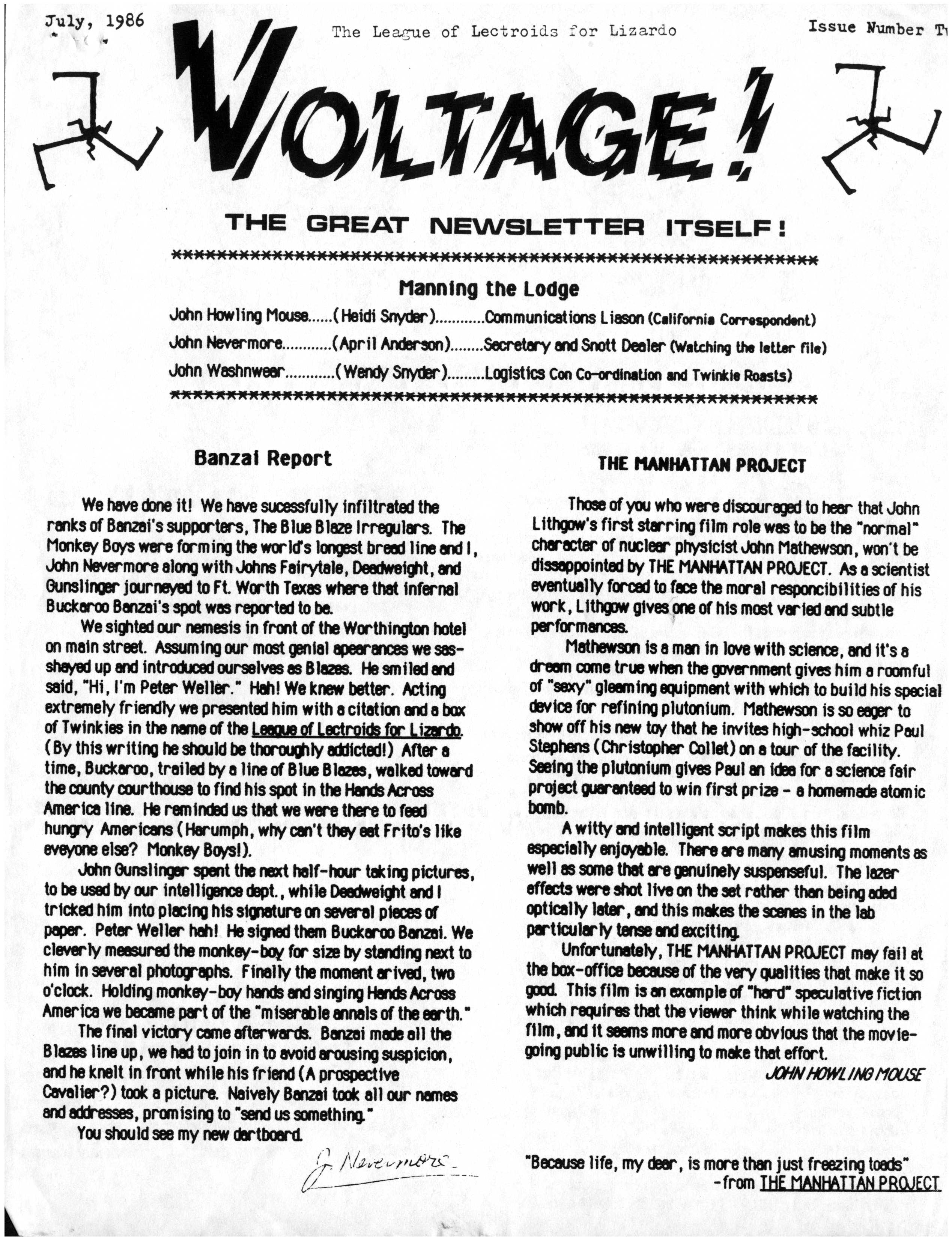 Voltage!
            Issue 2 (League of Lectroids for Lizardo)