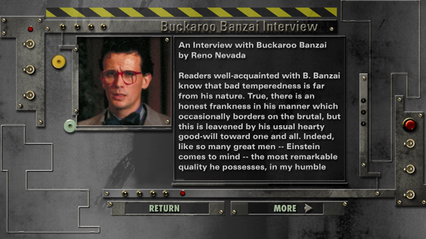 Buckaroo
                Banzai DVD menu