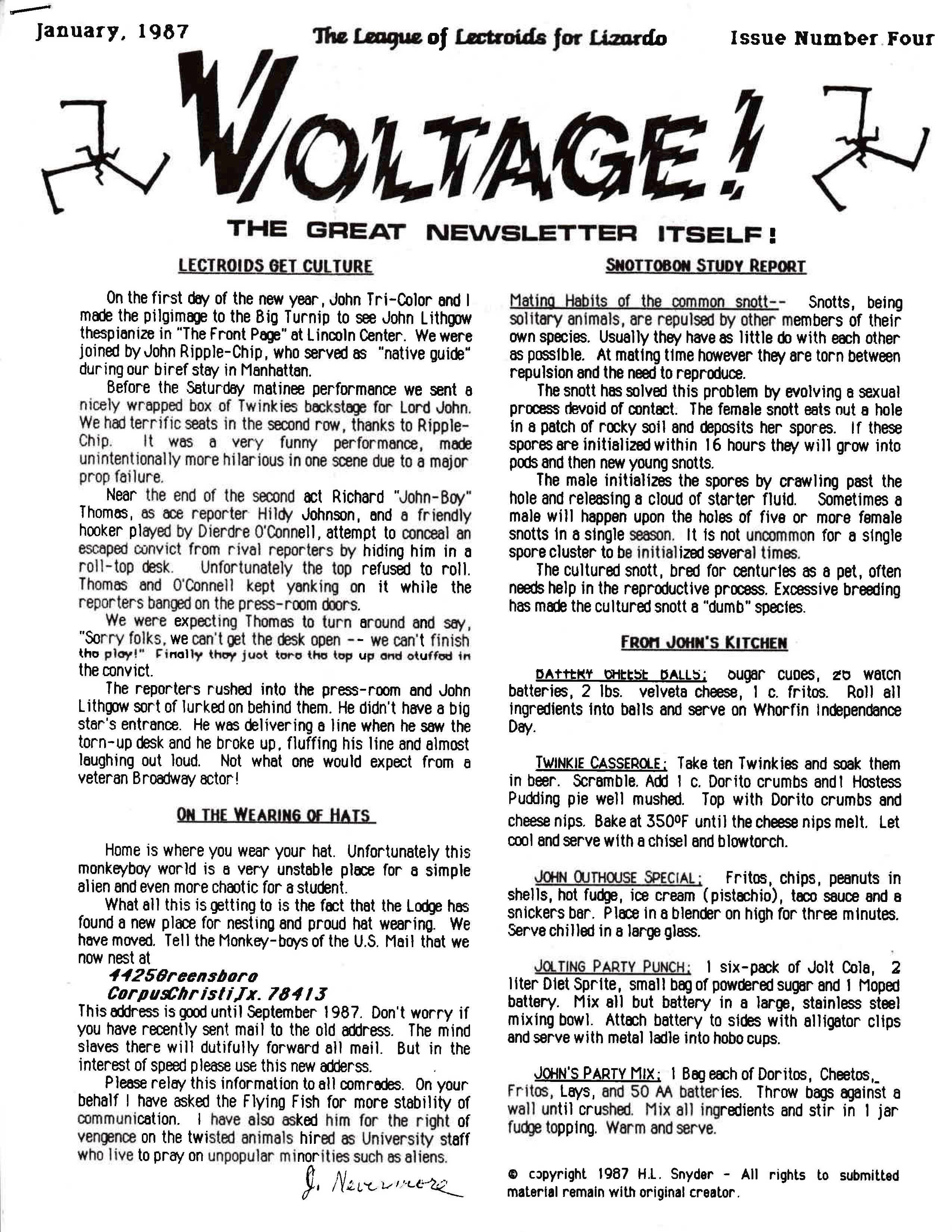 League of
          Lectroids for Lizardo Voltage Issue 4