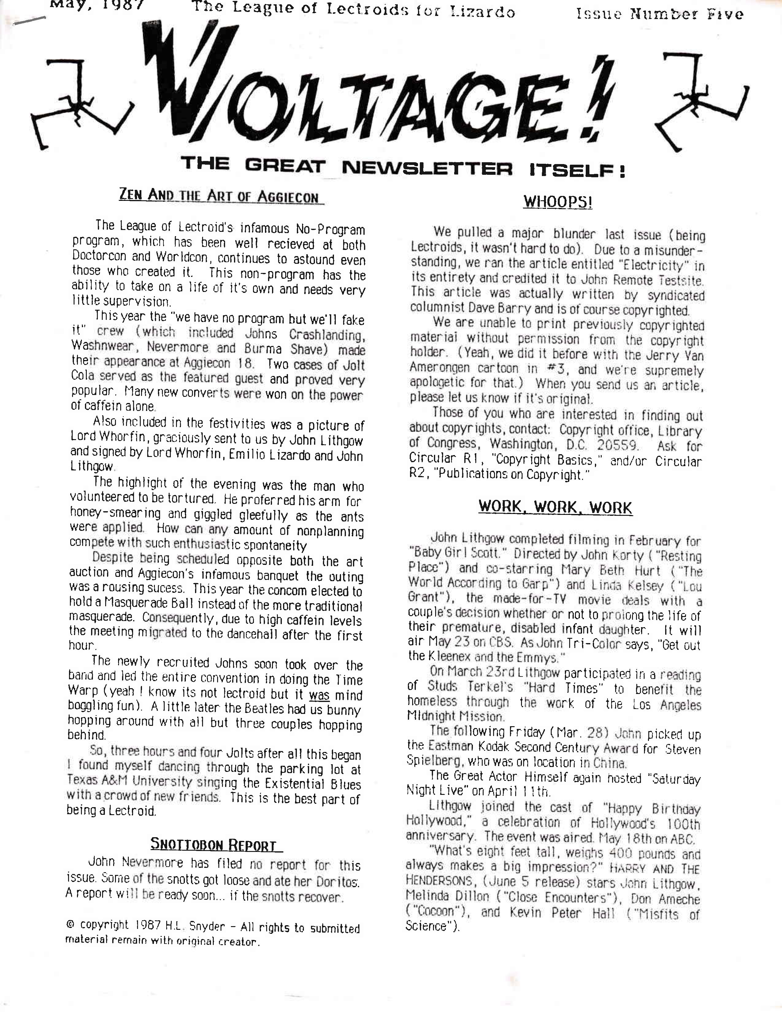 League of
          Lectroids for Lizardo Voltage Issue 5